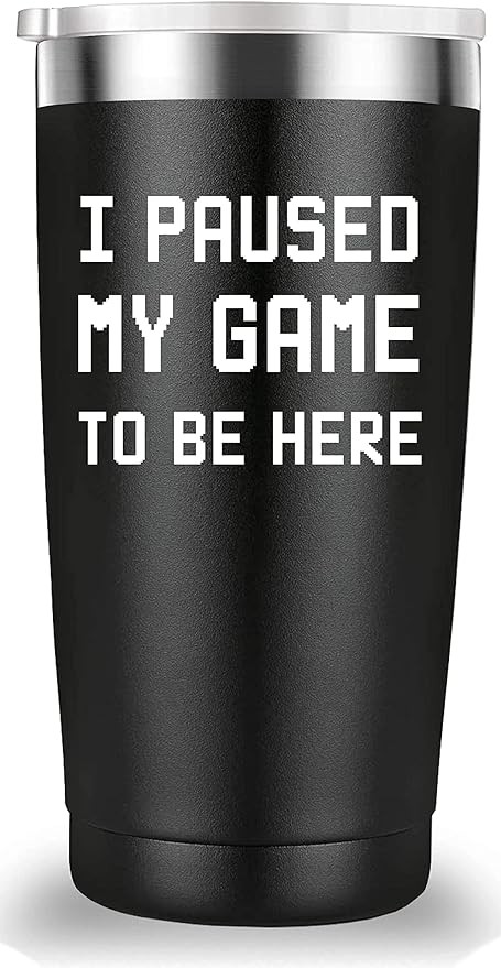 Mamihlap I Paused My Game To Be Here Travel Mug Tumbler.Gamer Gifts for Male Men Teen Boys.Funny Video PC Gamer Humor Joke for Dad Husband Uncle Brother Kids Teens Boyfriends.(20 oz Black)