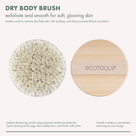 EcoTools Dry Body Brush, for Post Shower & Bath Skincare Routine, Removes Dirt & Promotes Blood Circulation, Helps Reduce Appearance of Cellulite, Eco-Friendly, Vegan & Cruelty-Free, 1 Count