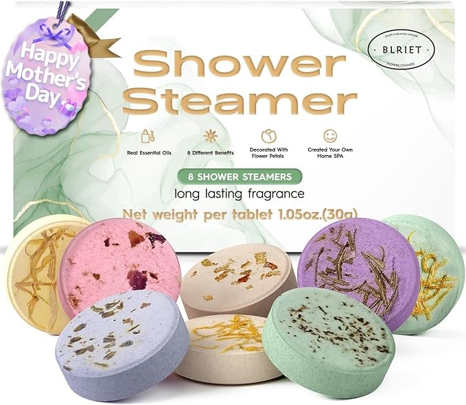 BLRIET Shower Steamers Aromatherapy Spa Gifts for Women 8 Pack, Shower Bombs Birthday Gift for Mom with Lavender Natural Essential Oils, Self Care Gifts for Women & Lover