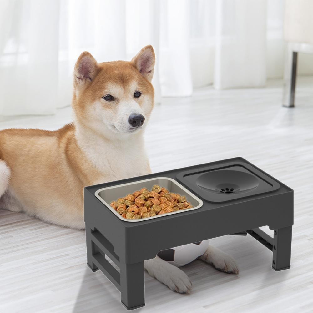 Stainless Steel Foldable Pet Food & Water Bowl Height Adjustable for All Breeds
