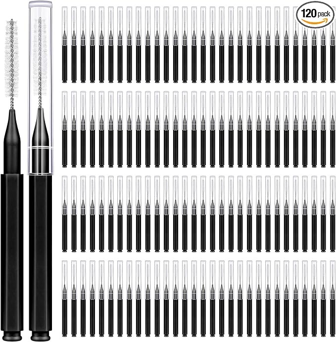 MAPVOLUT 120 Pieces Interdental Brushes, Braces Brush Cleaner Orthodontic Flossers Toothpicks Floss Picks for Braces Kit for Teeth Cleaning Tools Spiral Dental Brush Head for Efficient Oral Care Black