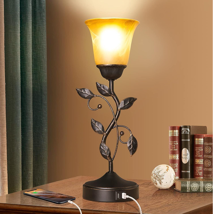 Touch Control Table Lamp with 2 USB Charging Ports 3-Way Dimmable Bedside