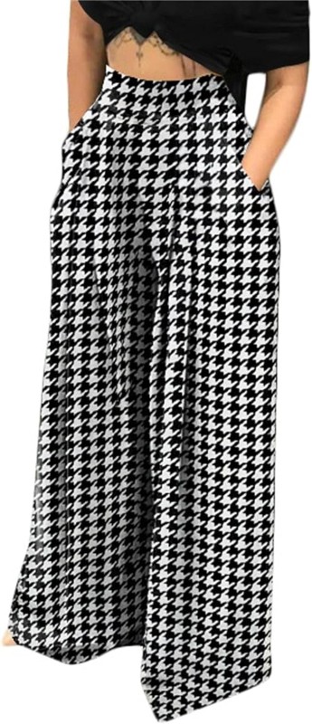 MESLIMA Women' s Causal Long Pants High Waist Wide Leg Stretchy Loose Fit Trousers with Pocket