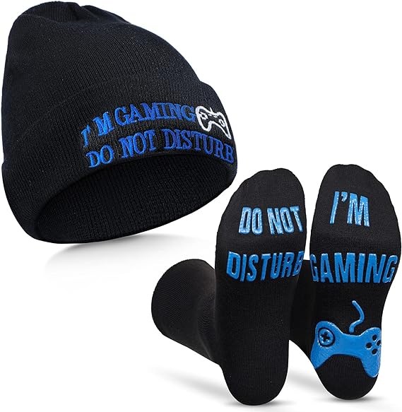 Do Not Disturb Gaming Socks Novelty Gamer Hat Funny Unisex Socks Cap for Kid Teen Men Women Game Lovers