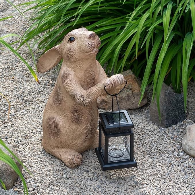 BRECK'S - Outdoor Solar Powered Garden Rabbit Statue