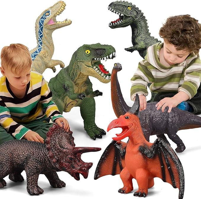 Gzsbaby 6 Piece Jumbo Soft Toys for Kids and Toddlers, Perfect for Dinosaur Lovers - Dinosaur Party Favors, Birthday Gifts
