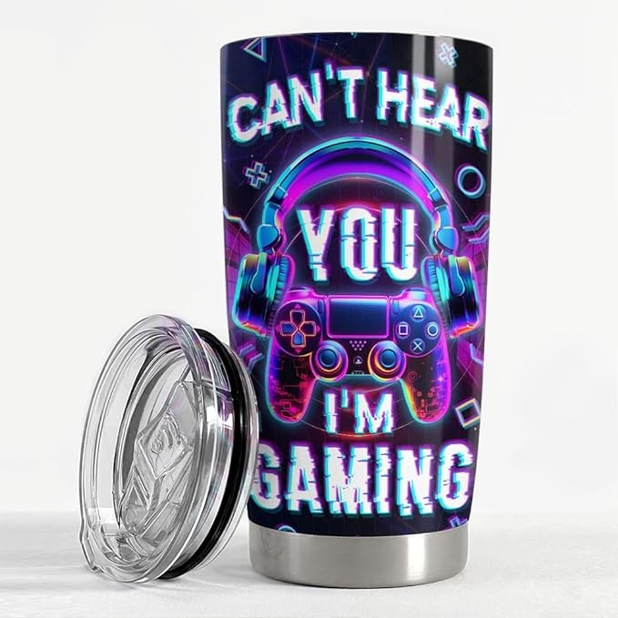SANDJEST Gaming Cup Tumbler 20oz Can't Hear You Stainless Steel Insulated Tumblers Coffee Travel Mug Cup Video Game Gifts for Men Women Boyfriend Teen Husband Gamers Gift for Birthday Christmas