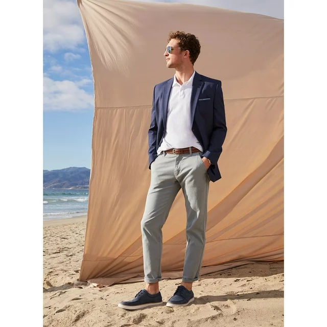 GBH Mens 5-Pocket Flat Front Cotton Stretch Casual Chino Pants