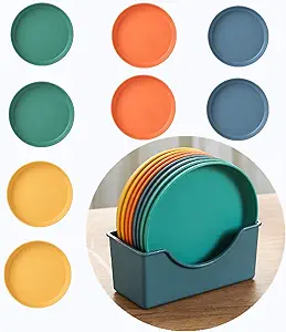 Appetizer Plates,Dessert Salad Plates ,Small Serving Cake Dessert Plates, Salad Plates, Charcuterie Accessories, Dipping Sauce Plate, Assorted Colors Dinnerware set of 8, Dishwasher Safe (Round shape)