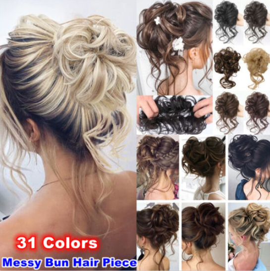 Curly Messy Bun Real as human Hair Piece Scrunchie Updo Wrap Hair Extension