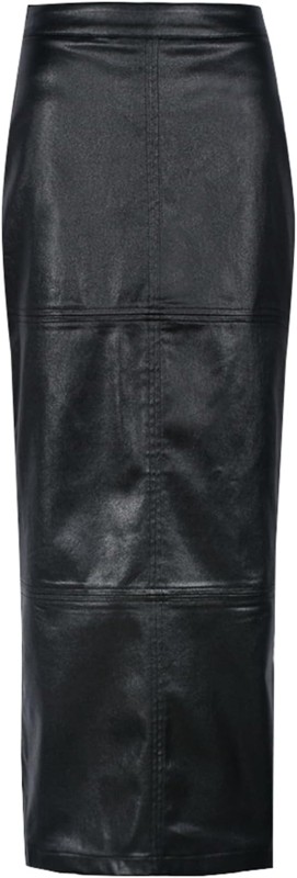 LEOROO Long Skirts for Women Trendy High Waisted A Line Business Casual Leather Maxi Skirt with Slit Dressy