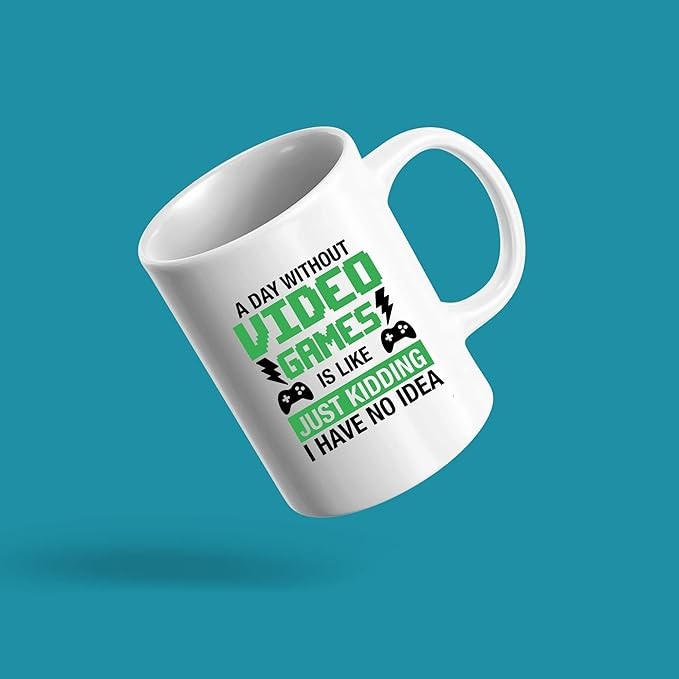 Panvola A Day Without Video Games Is Like Gamer Coffee Mug Game Lover Player Ceramic Cup Novelty Drinkware 11 oz White