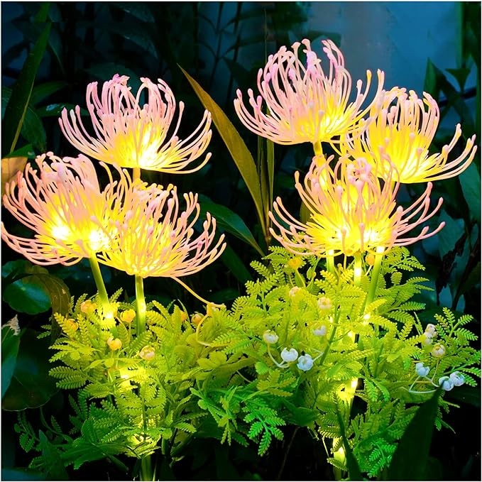 DooYard Solar Garden Lights, Solar Flowers Lights with Glowing Flowers & Stems, Upgraded Solar Panel, Solar Lights Outdoor for Garden Decoration,Yard Decor and Gift for Mother (2 Pack)